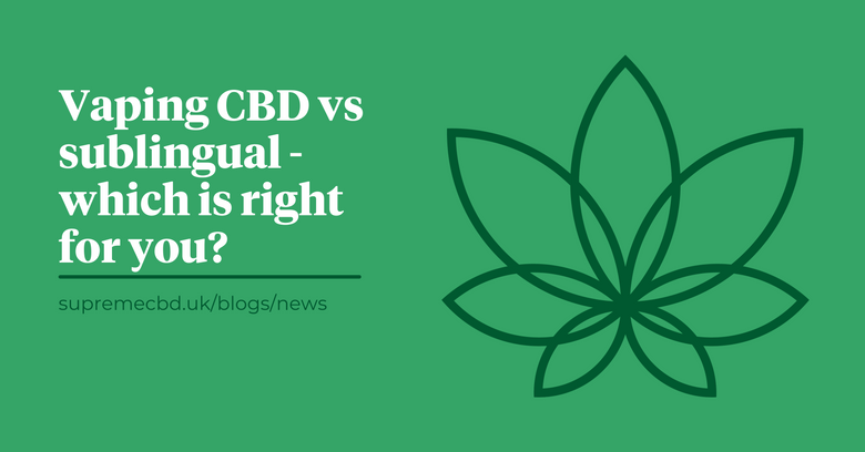 A green background with the Supreme CBD logo and white text to the left saying
