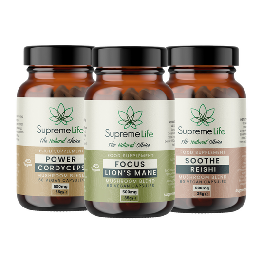 Menopause Support: Lions Mane Reishi and Cordyceps Capsules Bundle
