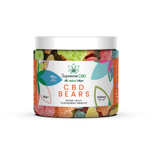 Large Supreme CBD gummy bears 1200mg jar display photo