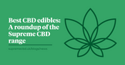 A green background with the Supreme CBD logo with white text to the left saying 