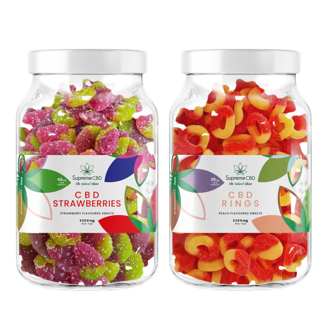 Supreme CBD 3200mg peach and strawberries product shot