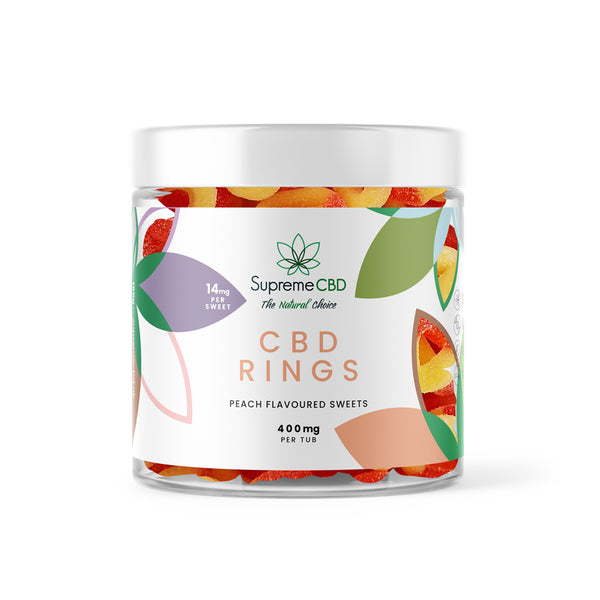 Peach Rings edibles 400mg Supreme CBD soft chewy joy